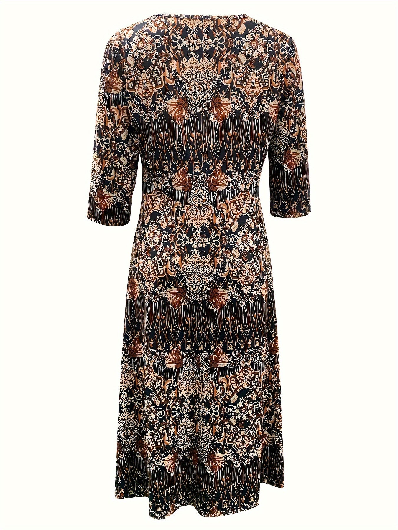Elegante A-lijn rok met V-hals en volledig bedrukt ontwerp - Zomerkleding voor volwassen vrouwen