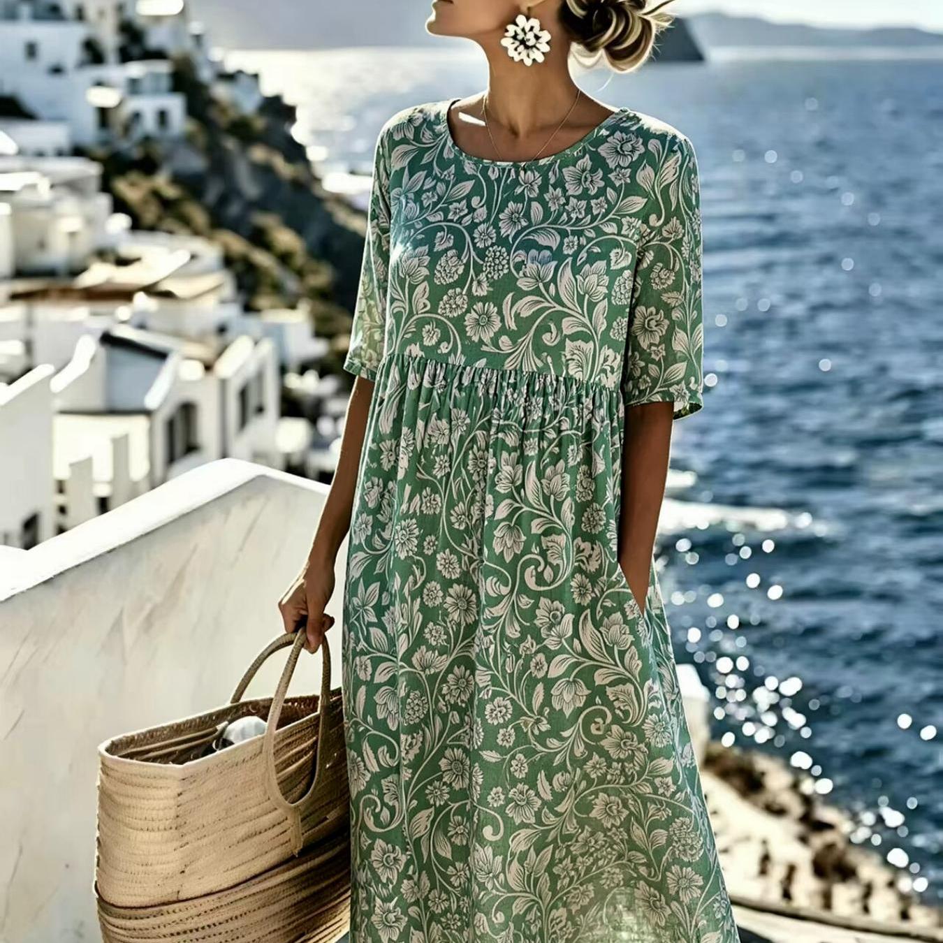 AMELIA™ - ELEGANT FLORAL SUMMER MIDI DRESS