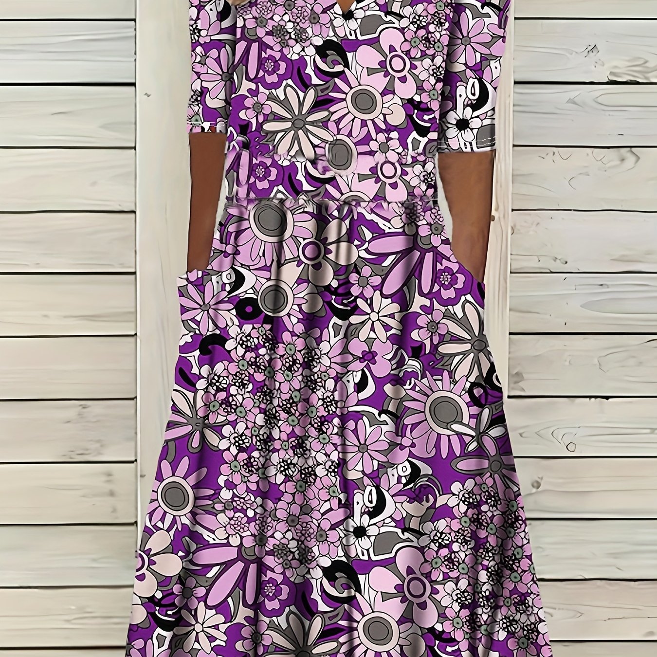 Rosavelle™ | Vintage Floral Pocket Maxi Dress