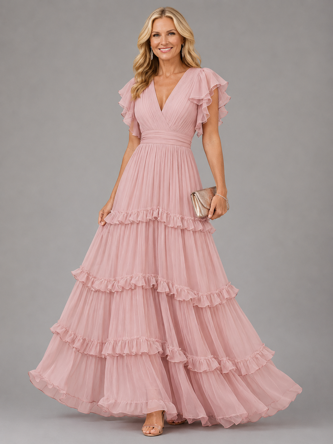 light pink maxi dress for wedding Zoe Shop Women's Sale Dresses MS445 Ready for a night Color:Chocolate Brown