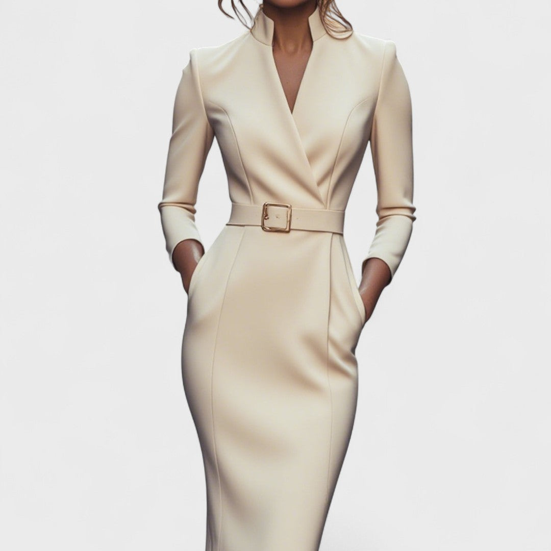 Hermione – Refined Black Dress with Belt