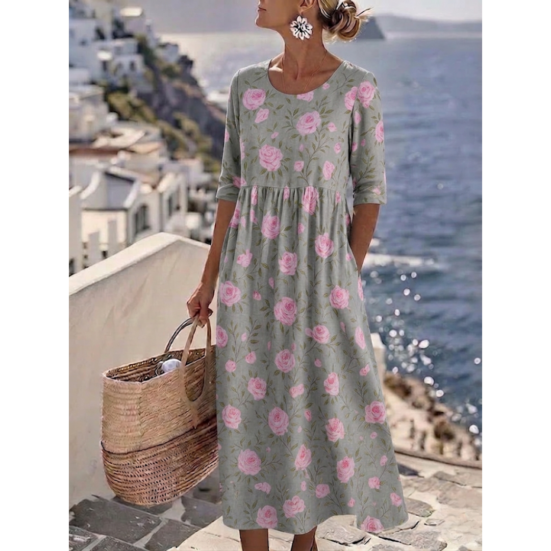 SOPHIA™ - ELEGANT FLORAL SUMMER MIDI DRESS