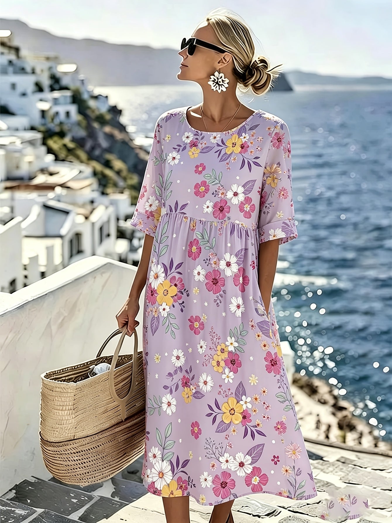 AMELIA™ - ELEGANT FLORAL SUMMER MIDI DRESS