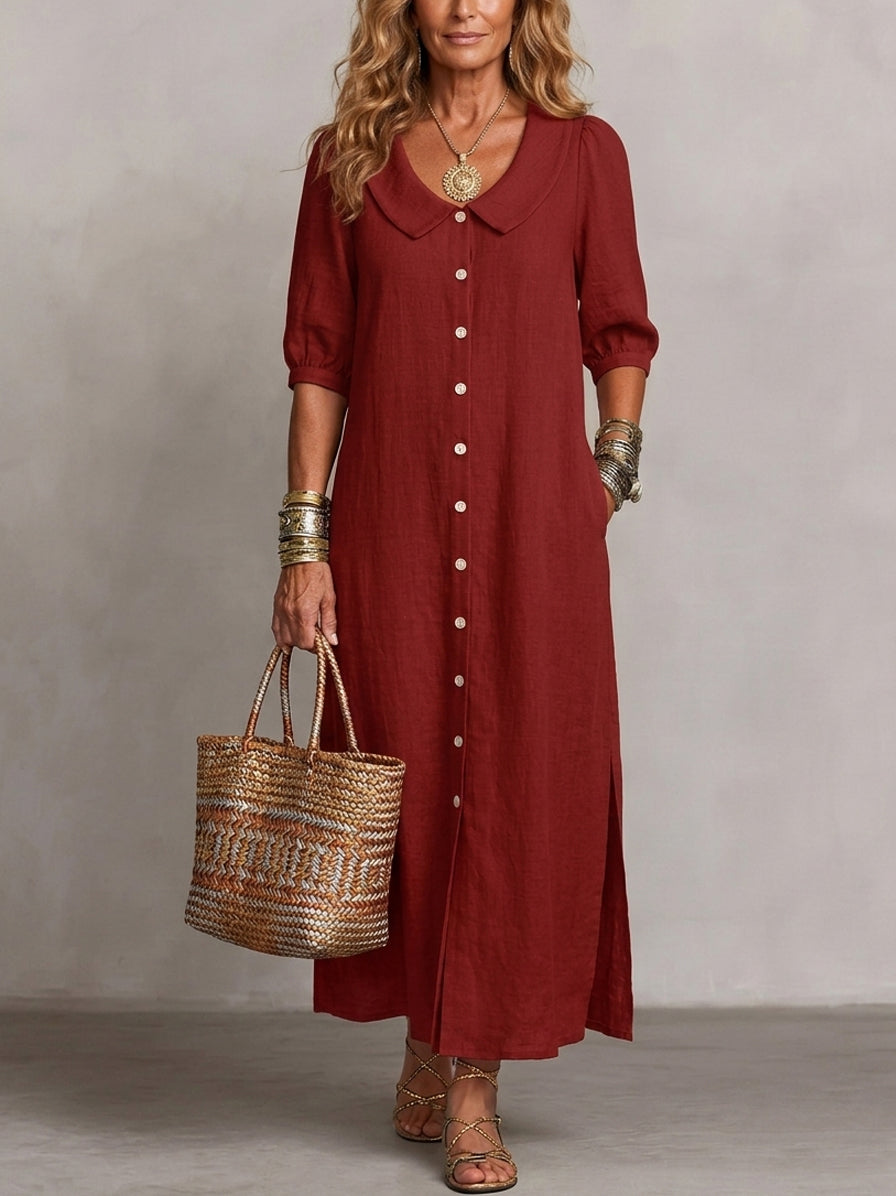 Elara | Elegant Boho Tummy-Coverage Midi Dress