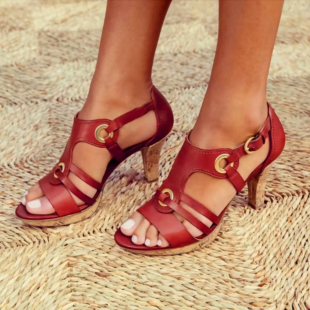 LARA - CHIC LEATHER STRAPPED HEELS