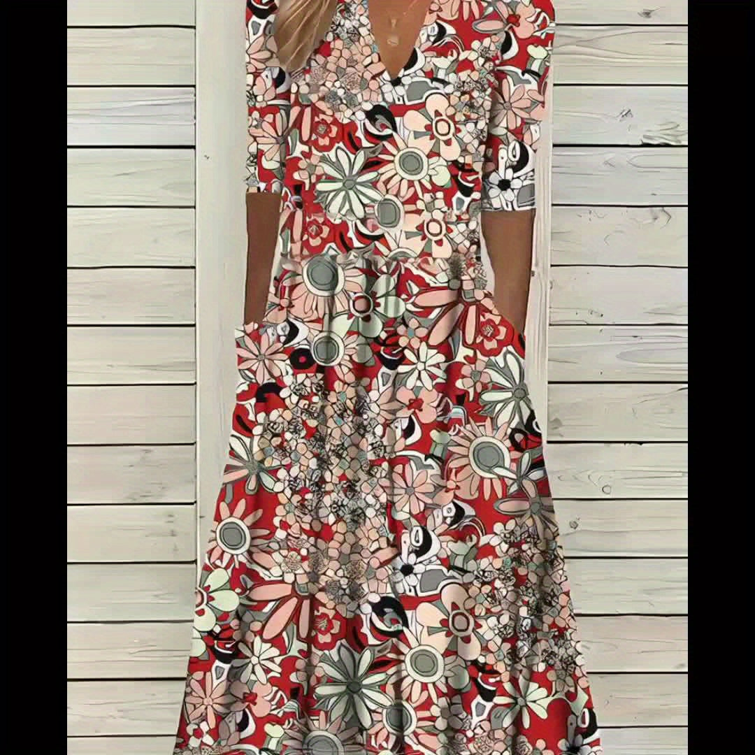 Rosavelle™ | Vintage Floral Pocket Maxi Dress