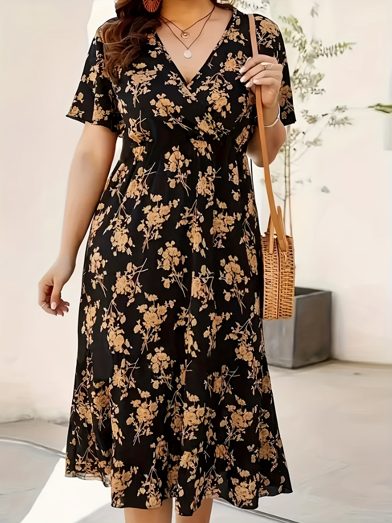 Elowen™ | Graceful Floral Wrap Midi