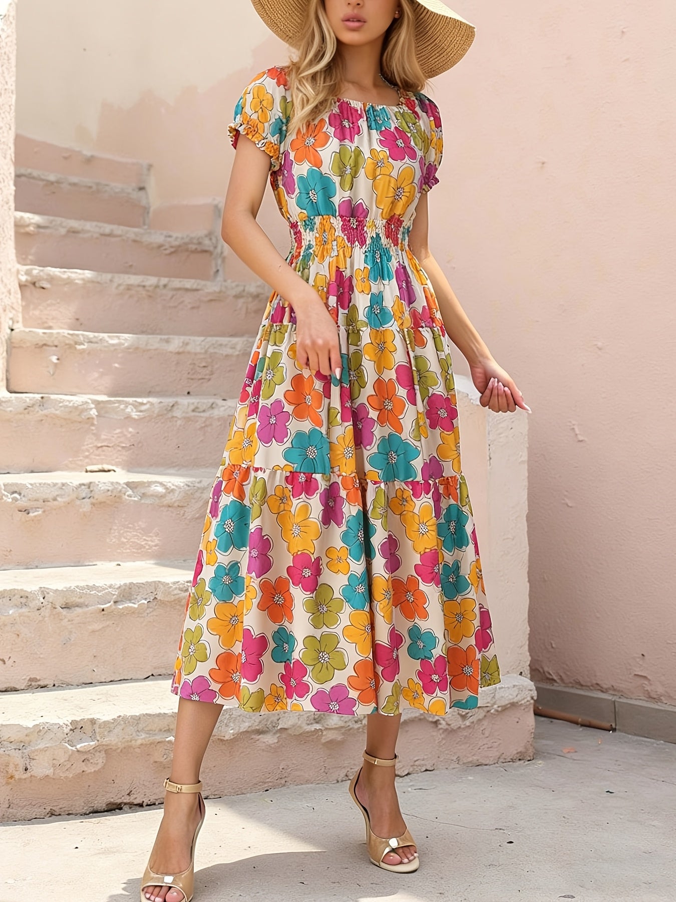 Rosalie | Vibrant Floral Midi Dress