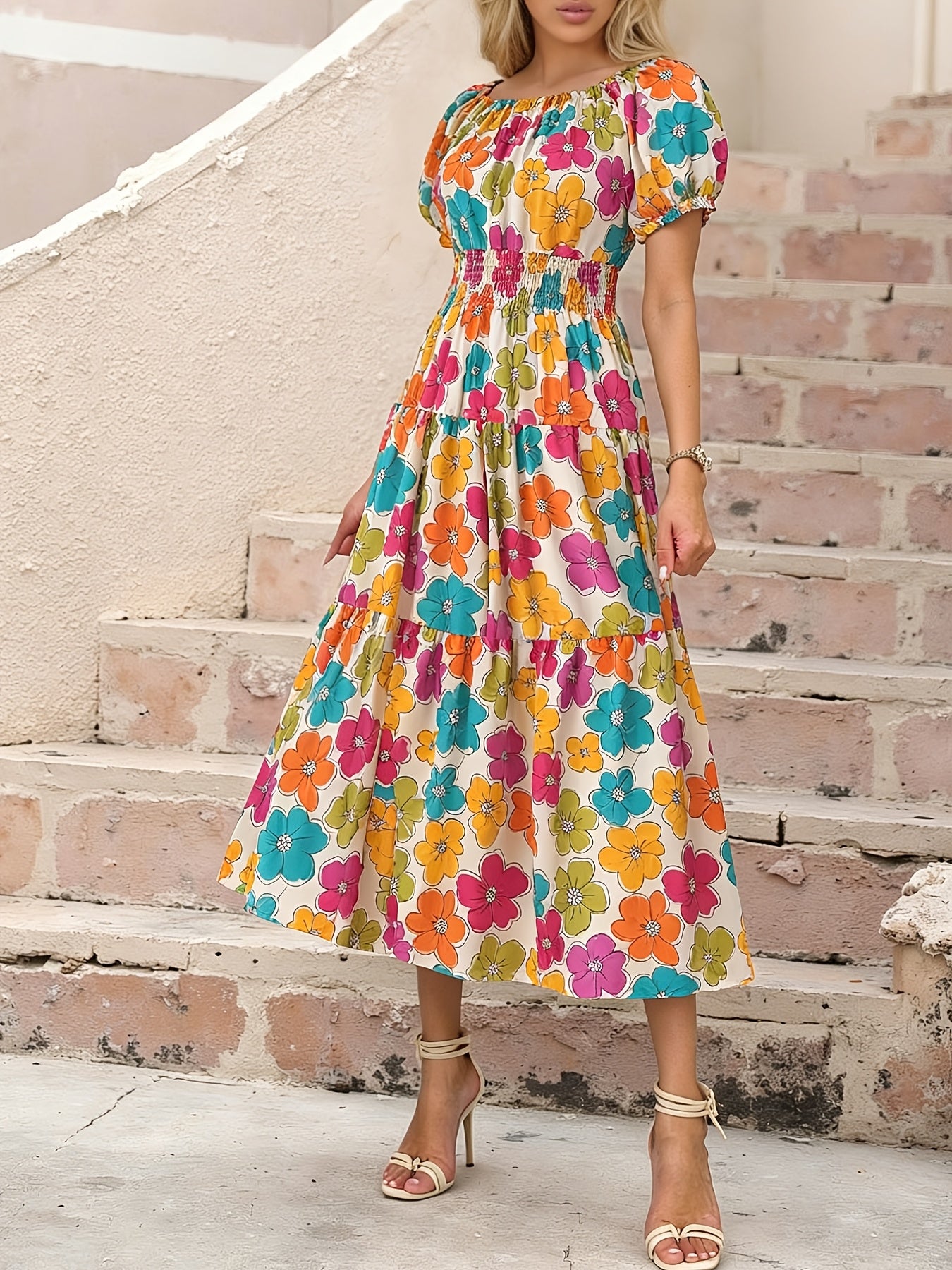 Rosalie | Vibrant Floral Midi Dress