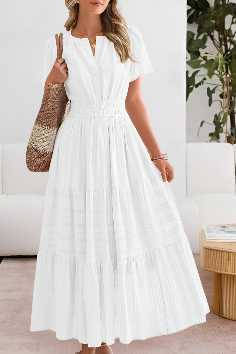 Boho Cotton Blend A-Line Midi Dress – Casual Summer Midi Dress