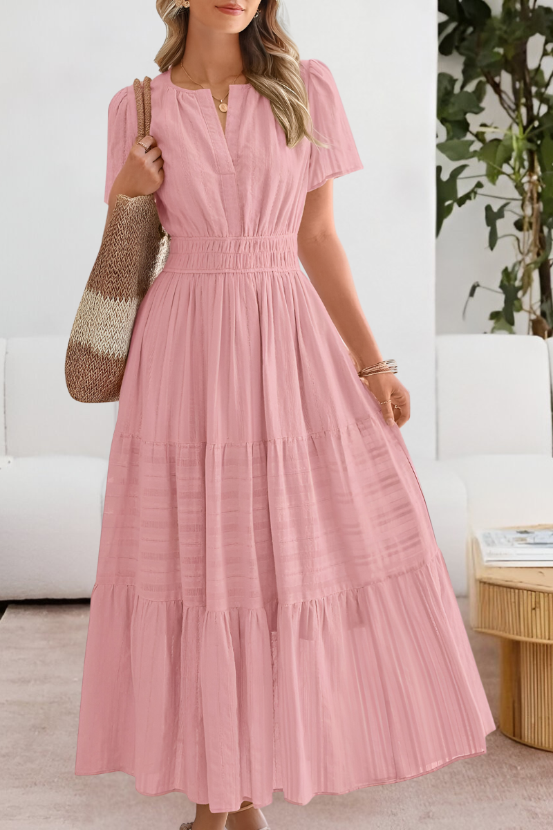 Boho Cotton Blend A-Line Midi Dress – Casual Summer Midi Dress