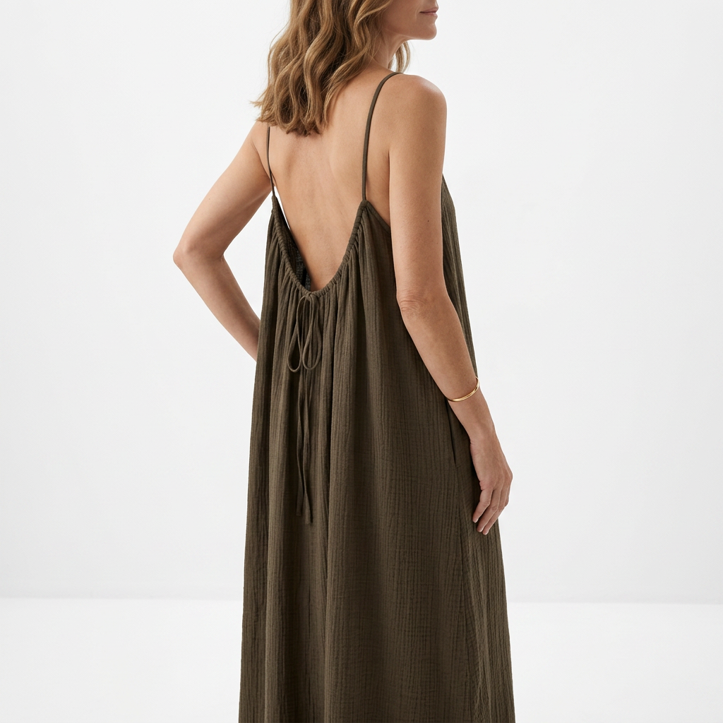 Dorsale™ | Lace-Up Strap Backless Maxi Dress