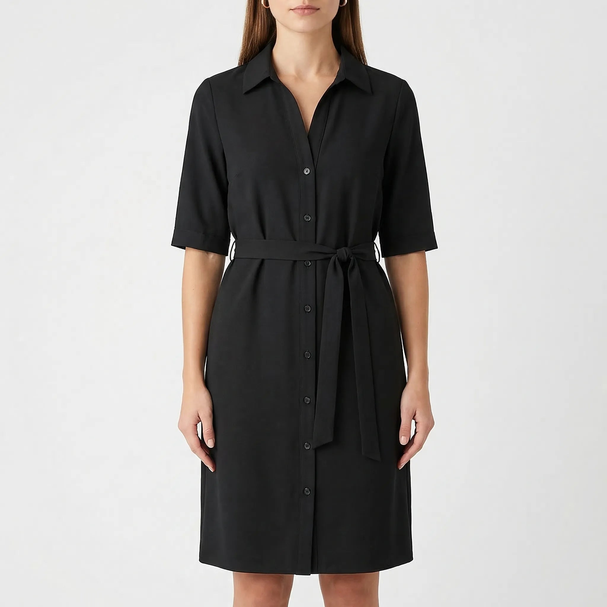 Belted Shirt Dress with Side Pockets – Casual Summer