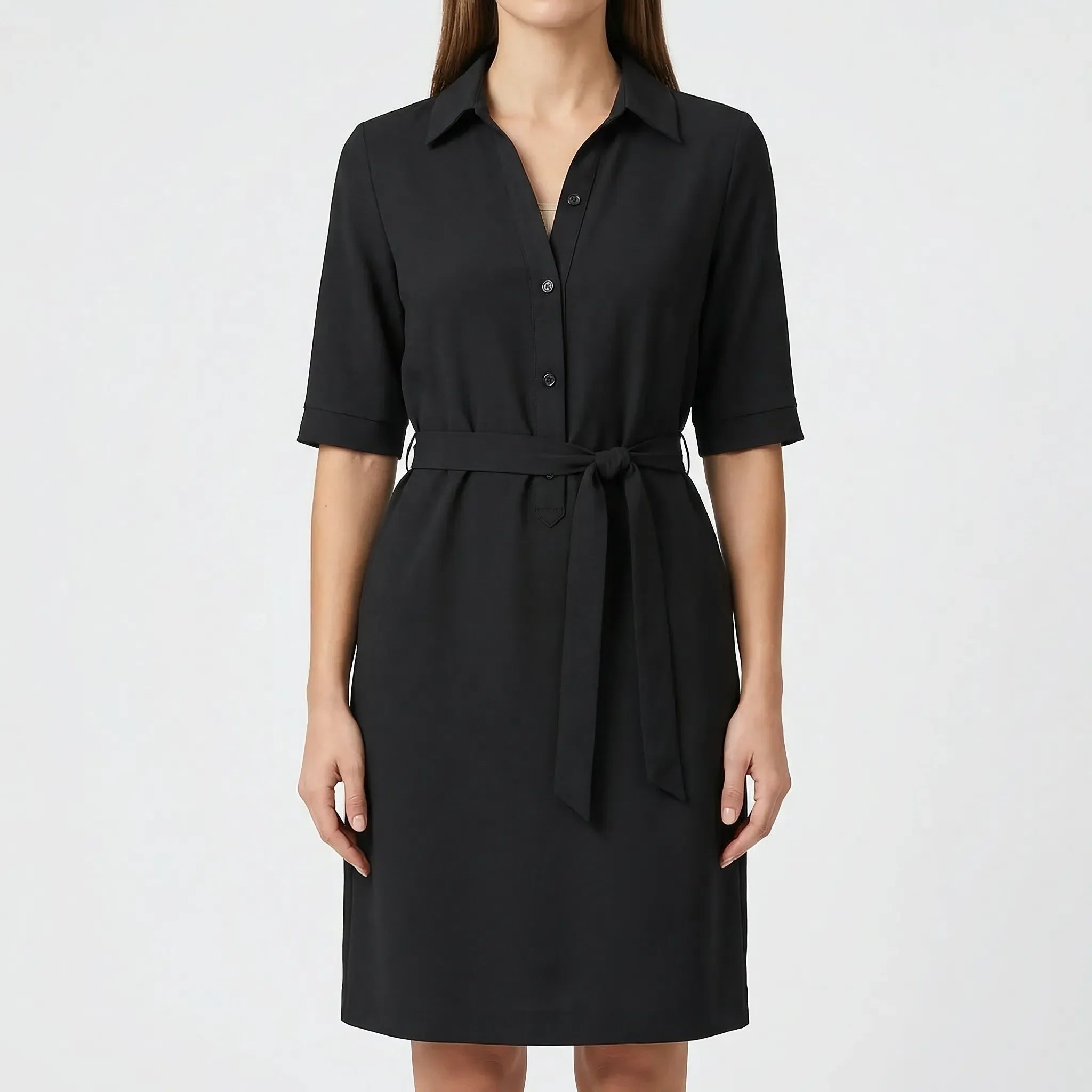 Belted Shirt Dress with Side Pockets – Casual Summer