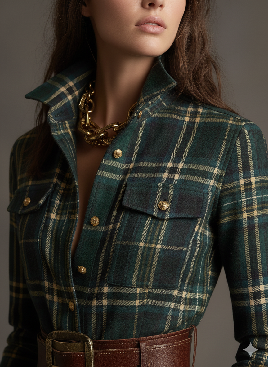 Jessica – Maxi Shirt Dress with Classic Checks