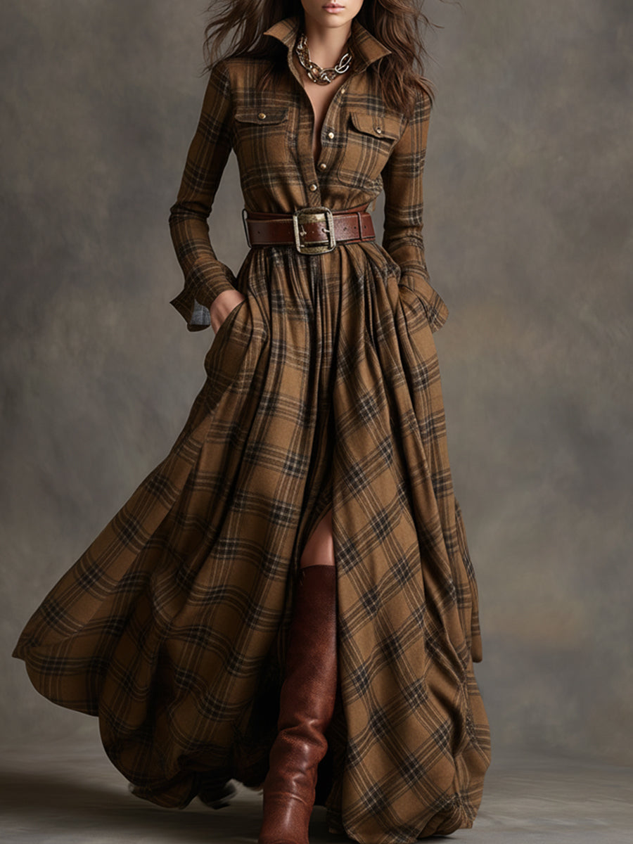 Jessica – Maxi Shirt Dress with Classic Checks