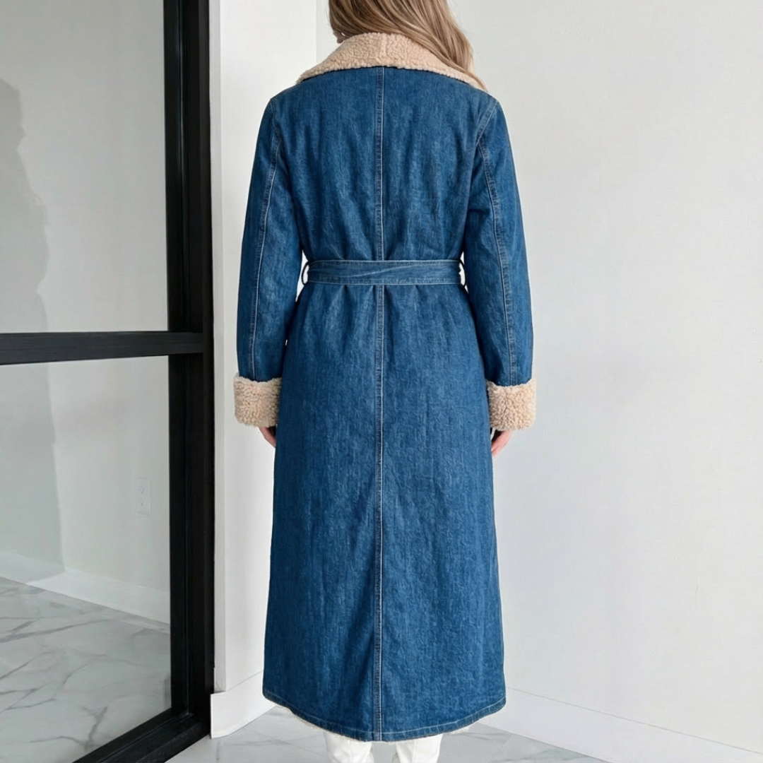 Campbell™ | Vintage Denim Sherpa Trench Coat