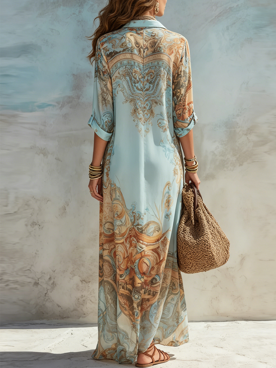 Seraphina | Elegant Boho Print Maxi Dress