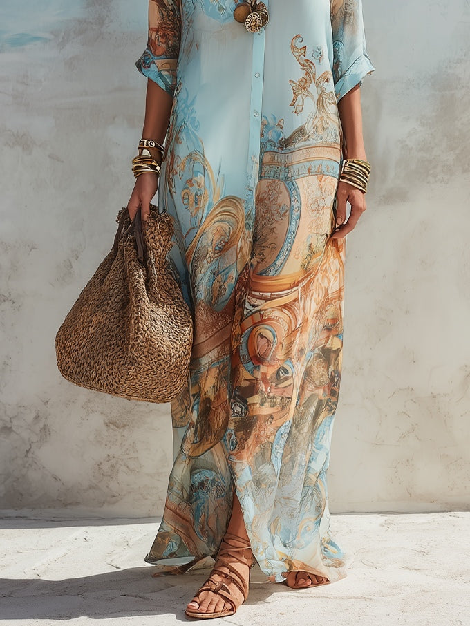 Seraphina | Elegant Boho Print Maxi Dress