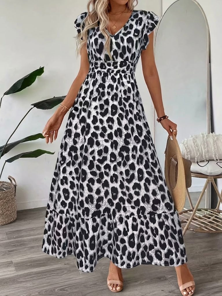 Candela - Baroque maxi dress with a V-neckline