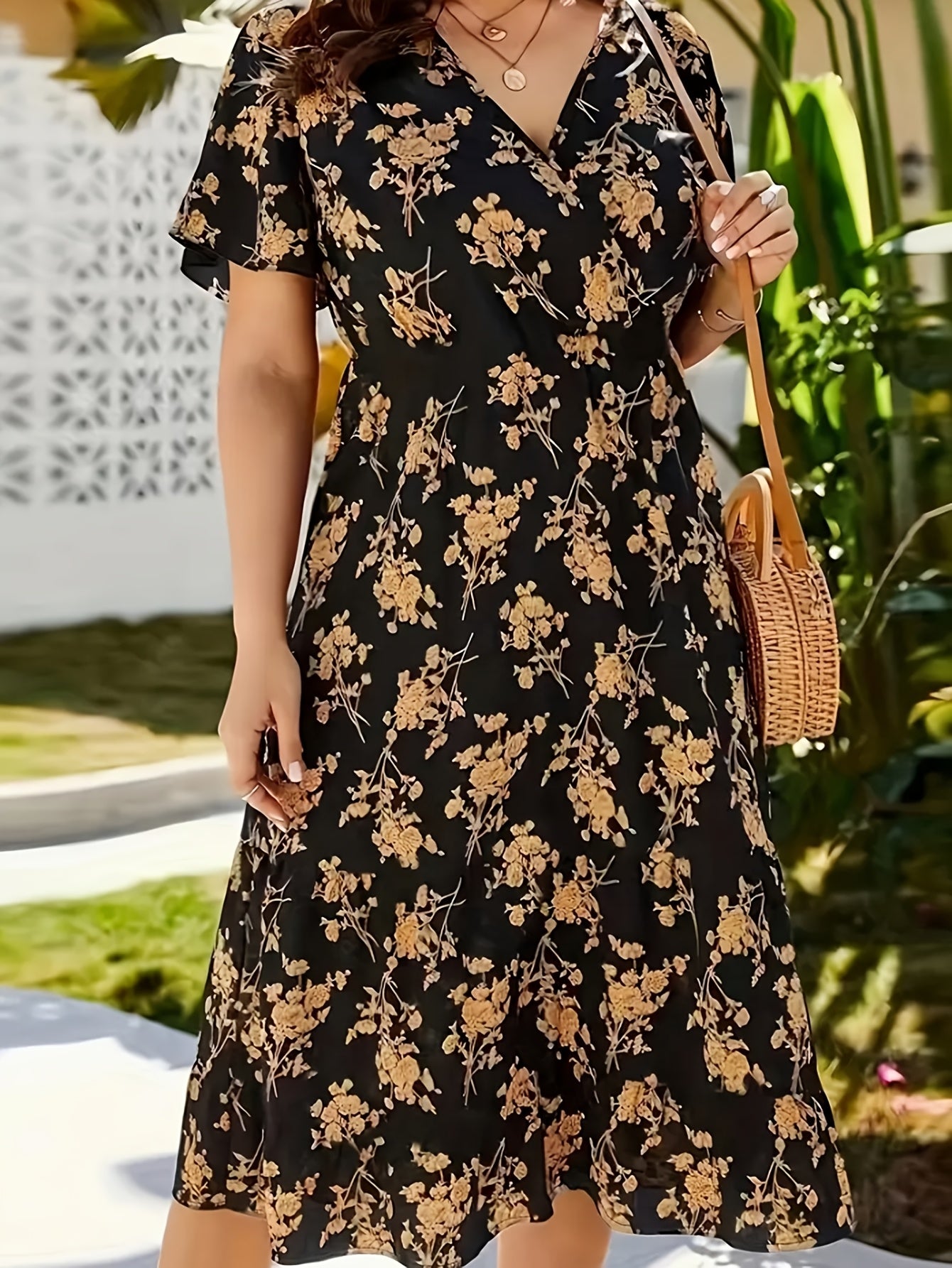 Elowen™ | Graceful Floral Wrap Midi