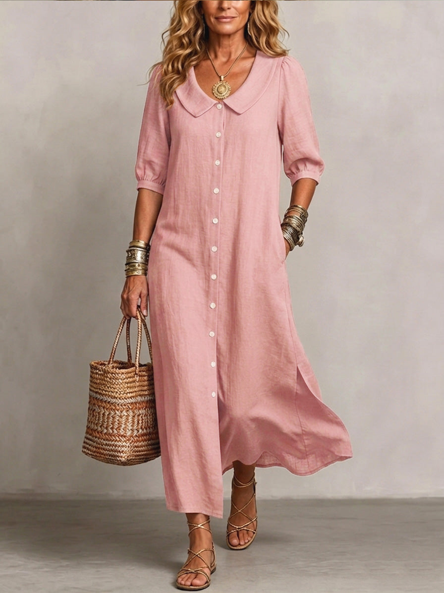 Elara | Elegant Boho Tummy-Coverage Midi Dress