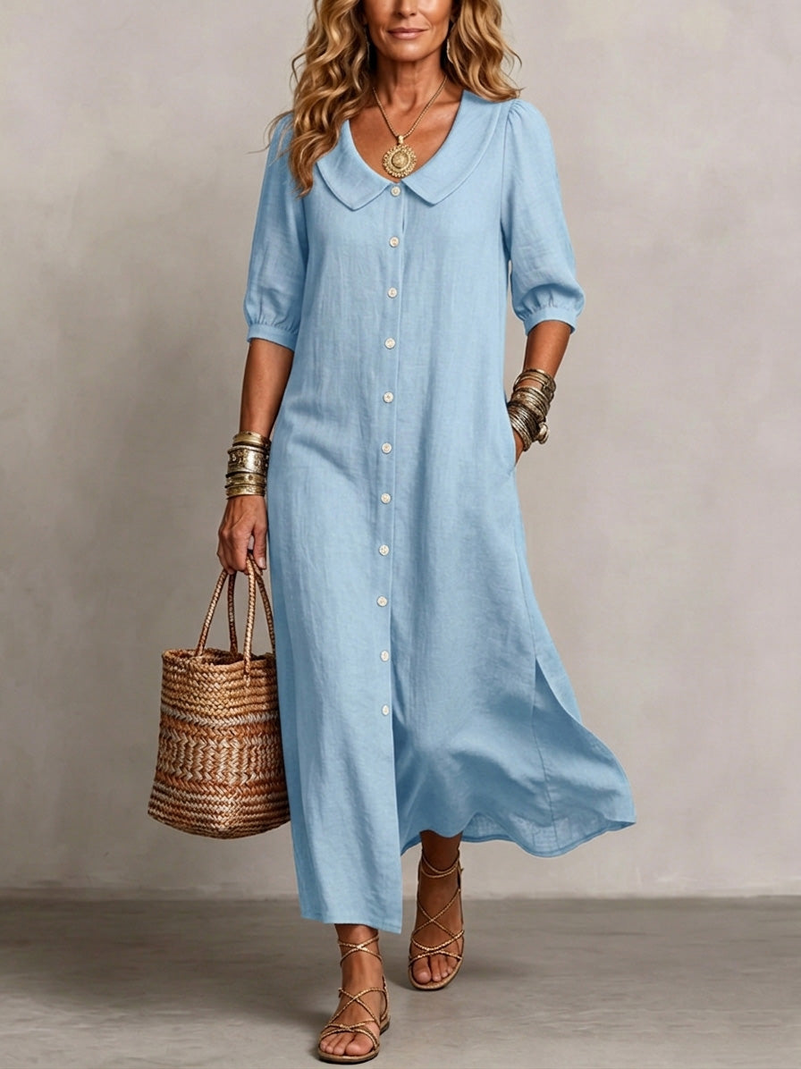 Elara | Elegant Boho Tummy-Coverage Midi Dress