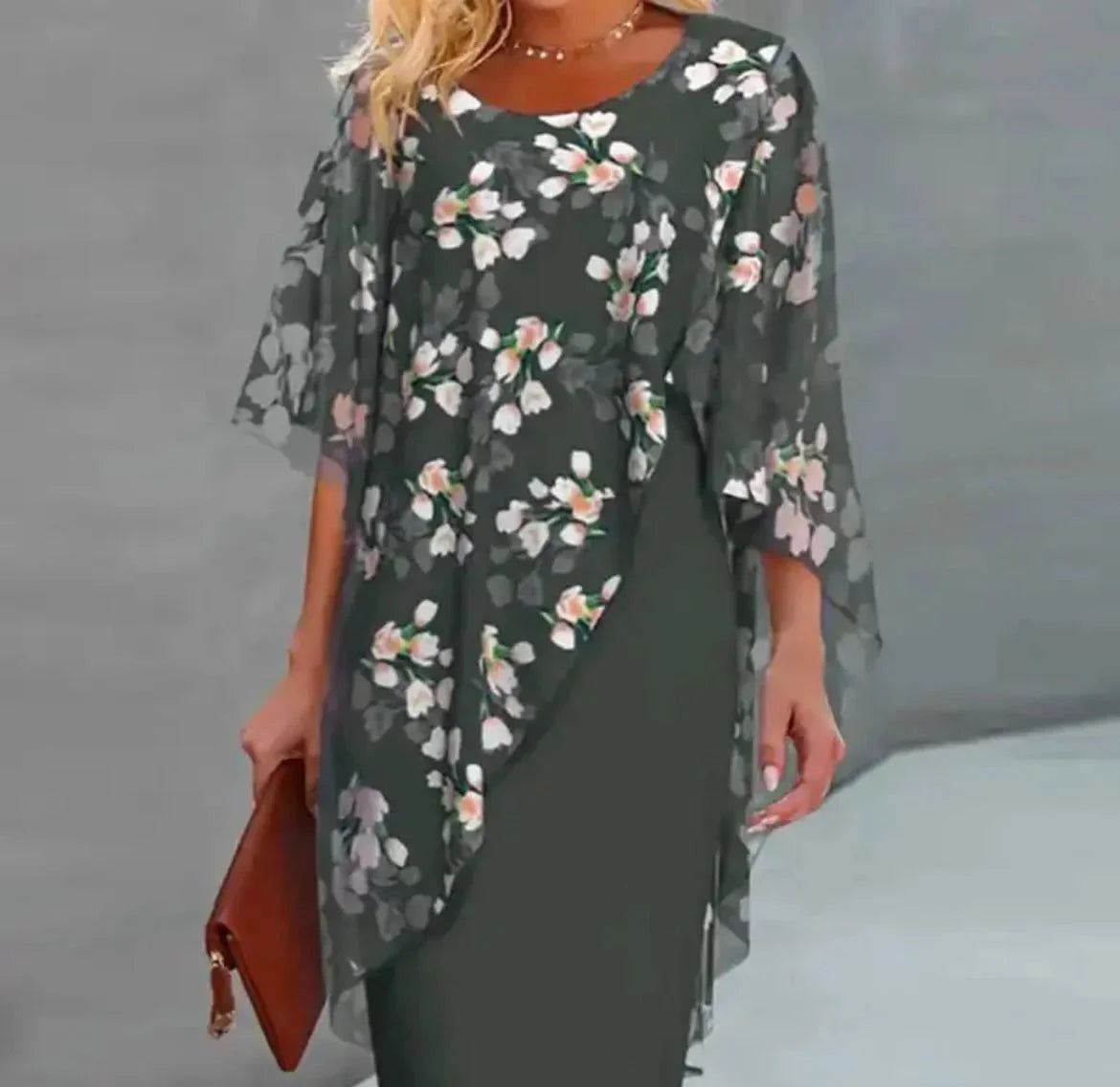 Floral Mini dress with sheer overlay for outings