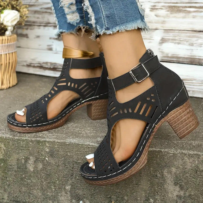 Avana™ – HOLLOW-OUT MID HEEL SANDALS