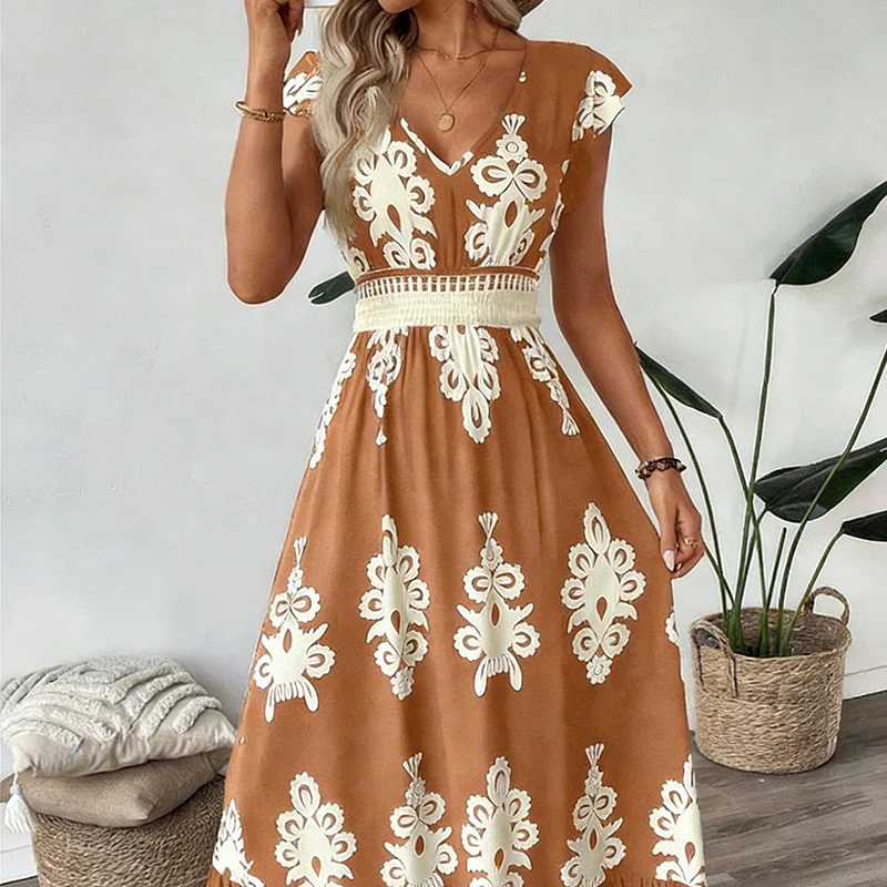 Candela - Baroque maxi dress with a V-neckline