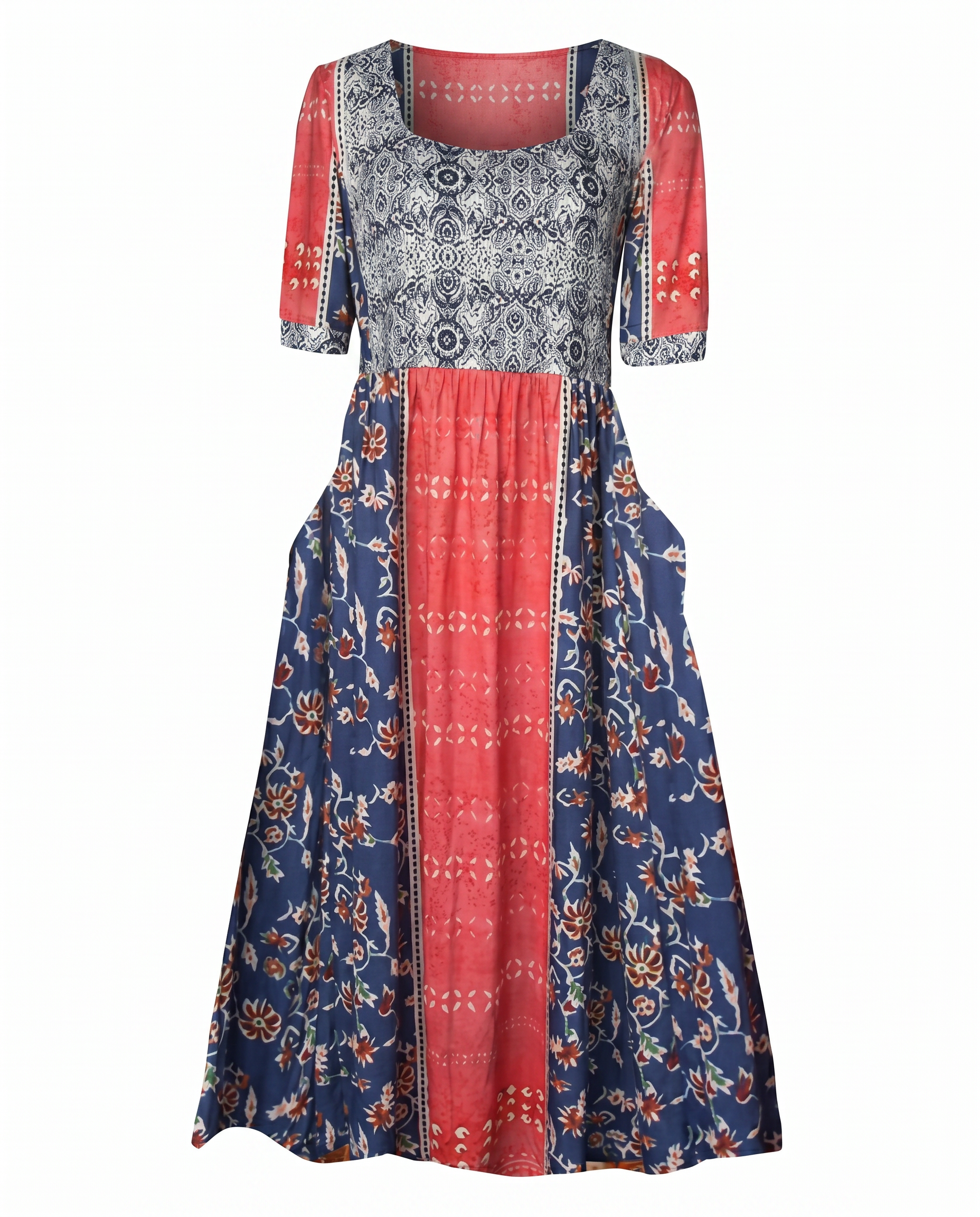 GRACIE | ELEGANT BOHO TUMMY-COVERAGE MIDI DRESS