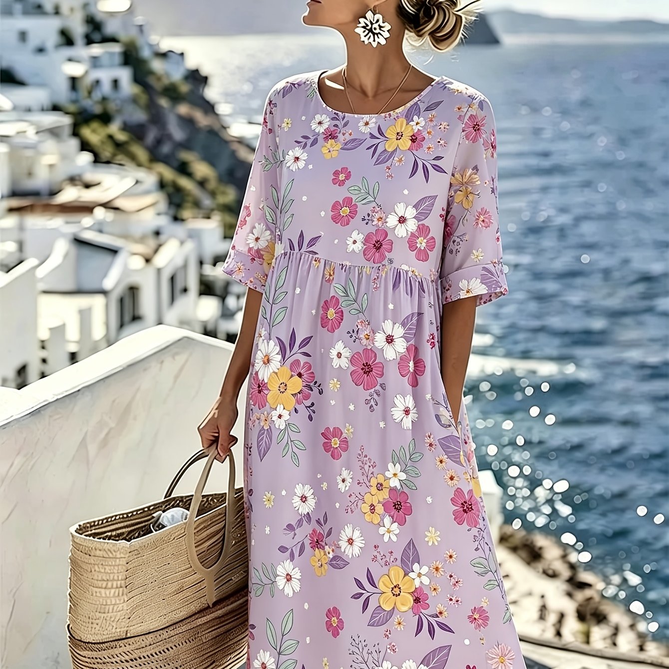 AMELIA™ - ELEGANT FLORAL SUMMER MIDI DRESS