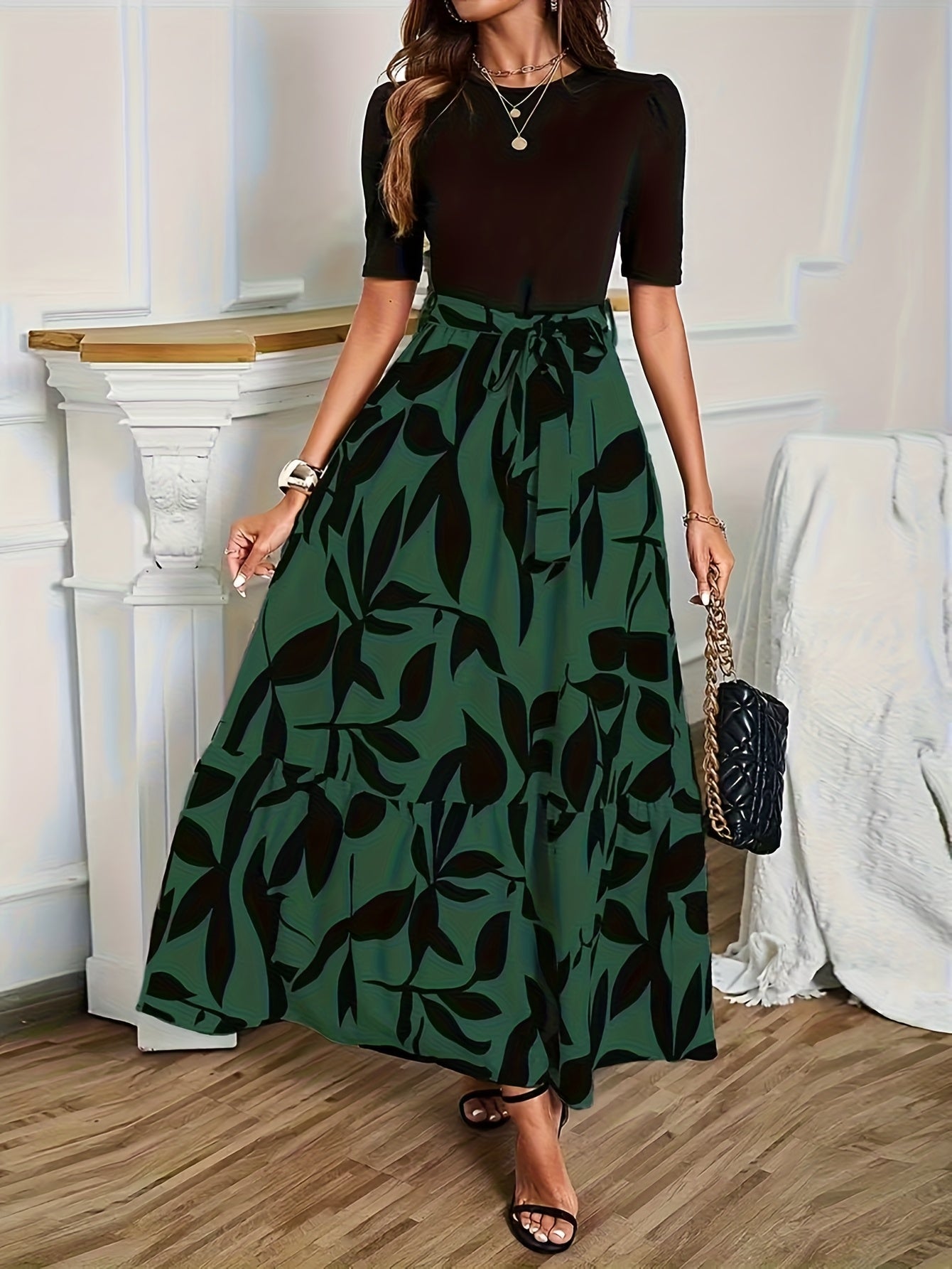 Valerique™ | Elegant Botanical Maxi Dress
