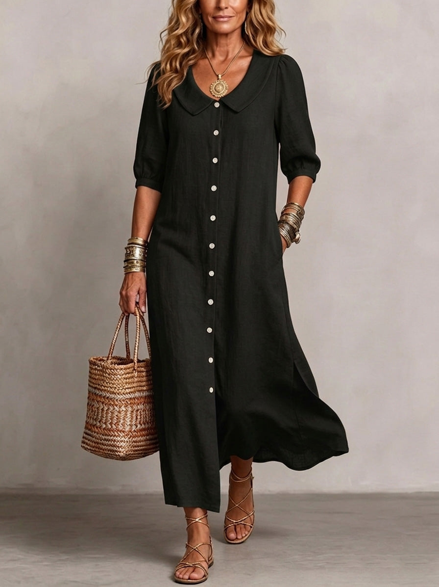 Elara | Elegant Boho Tummy-Coverage Midi Dress