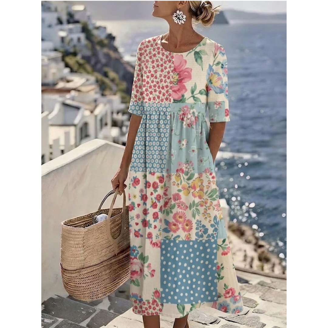 AURELIA™ - ELEGANT FLORAL SUMMER MIDI DRESS