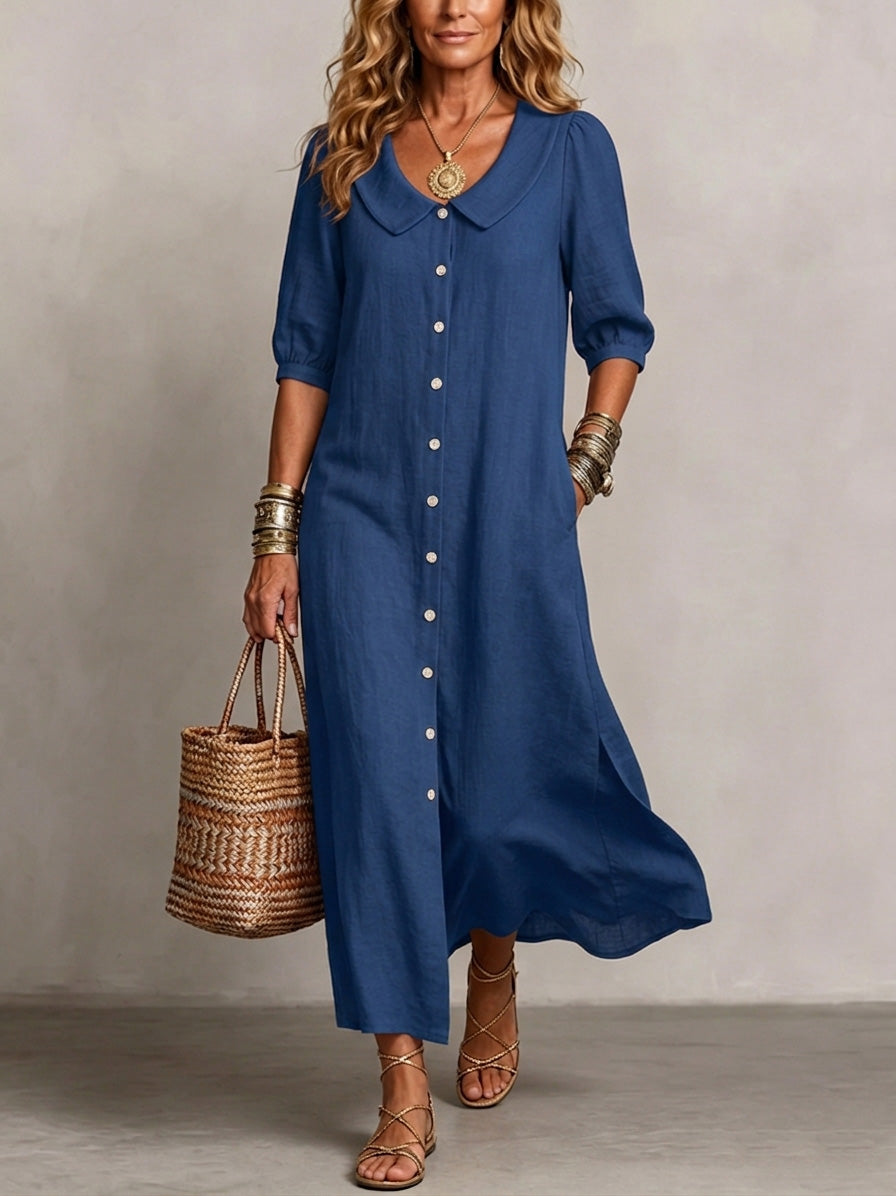 Elara | Elegant Boho Tummy-Coverage Midi Dress