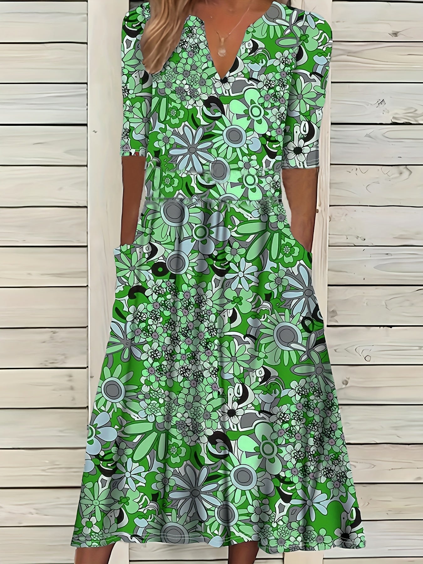Rosavelle™ | Vintage Floral Pocket Maxi Dress