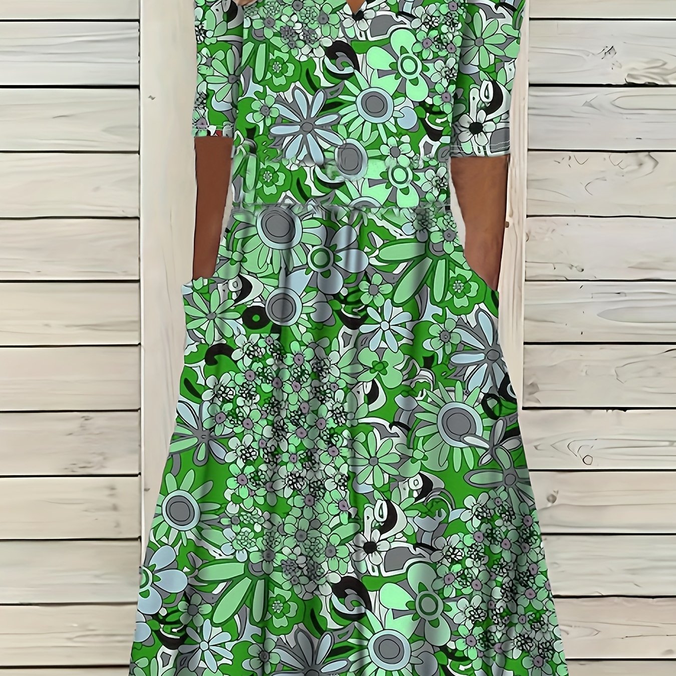 Rosavelle™ | Vintage Floral Pocket Maxi Dress