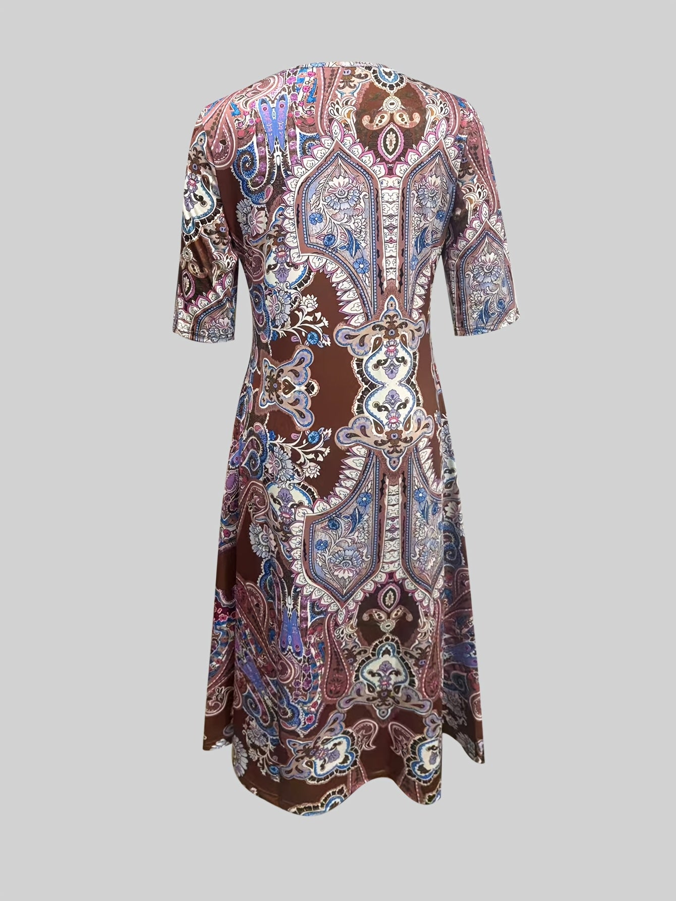 Elegante A-lijn rok met V-hals en volledig bedrukt ontwerp - Zomerkleding voor volwassen vrouwen