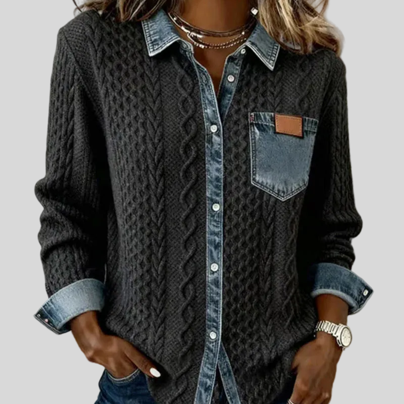 Simone™ | Denim Patchwork Shirt