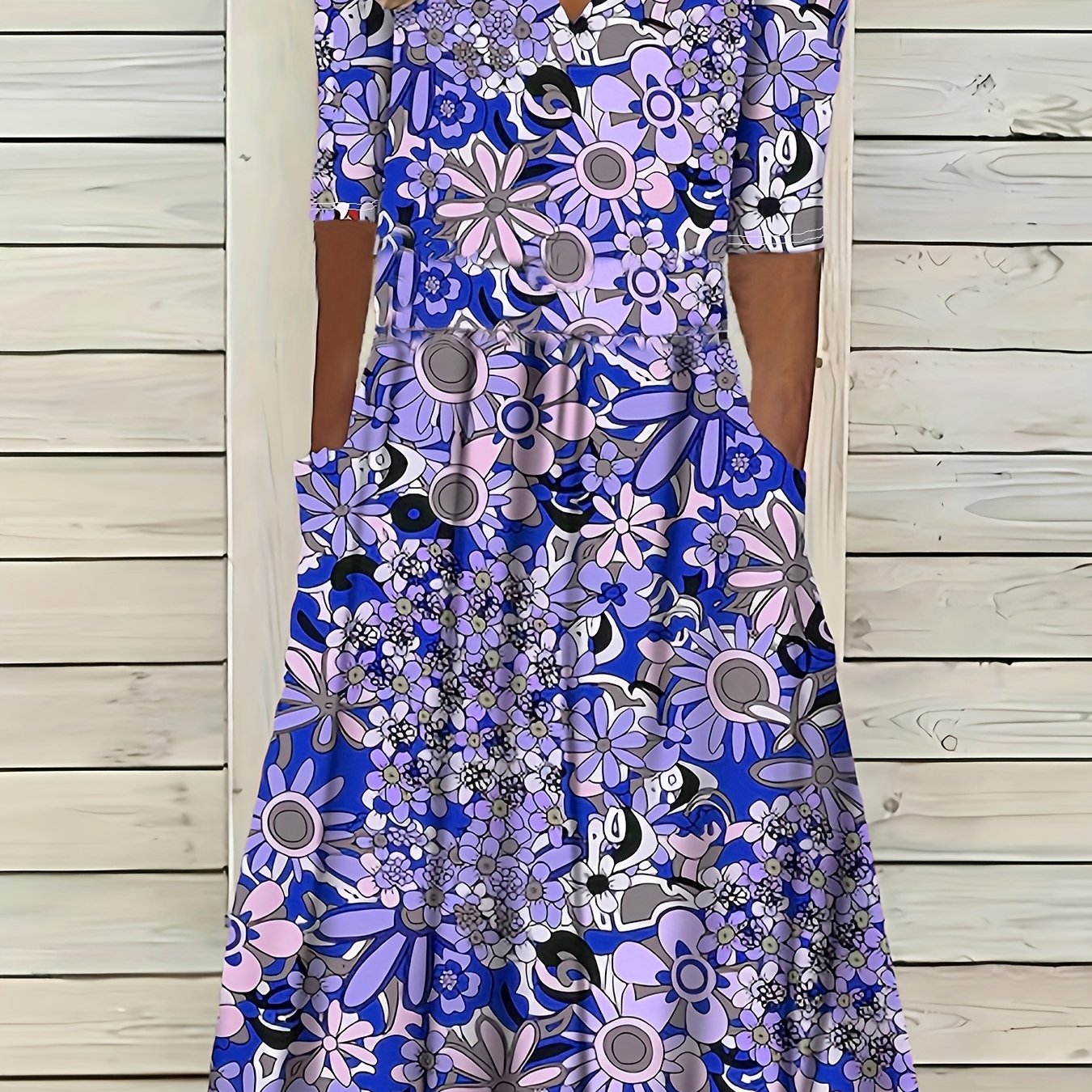 Rosavelle™ | Vintage Floral Pocket Maxi Dress