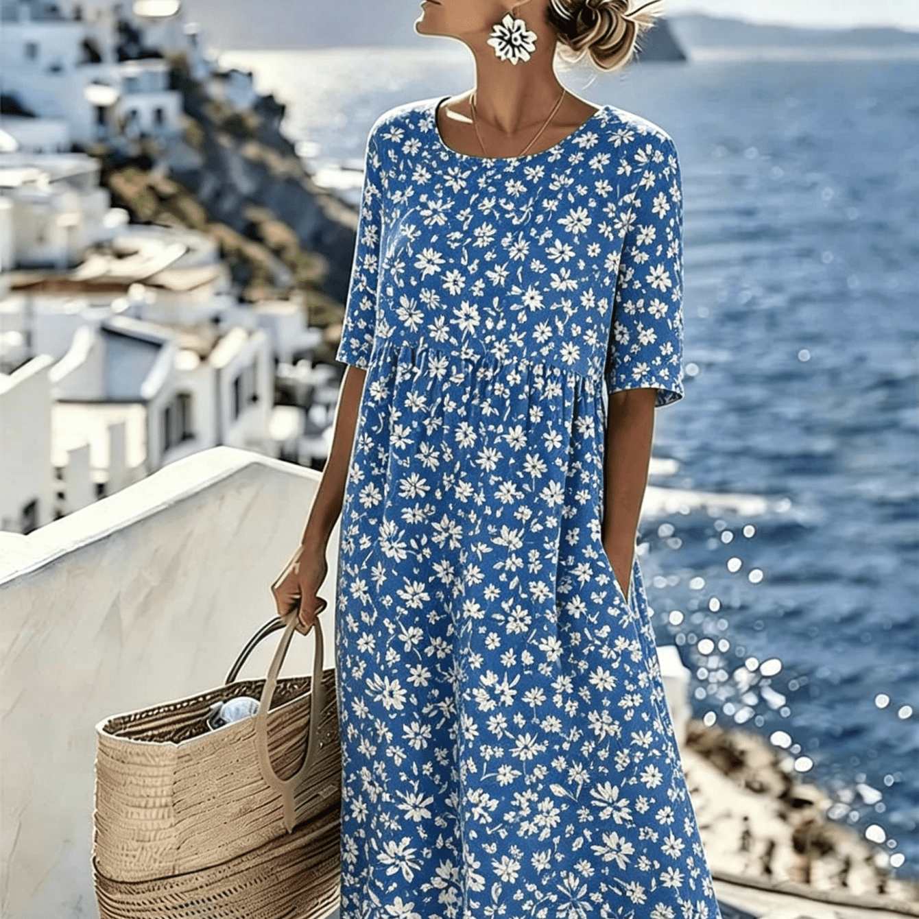 Grace™ - Elegant Floral Summer Midi Dress