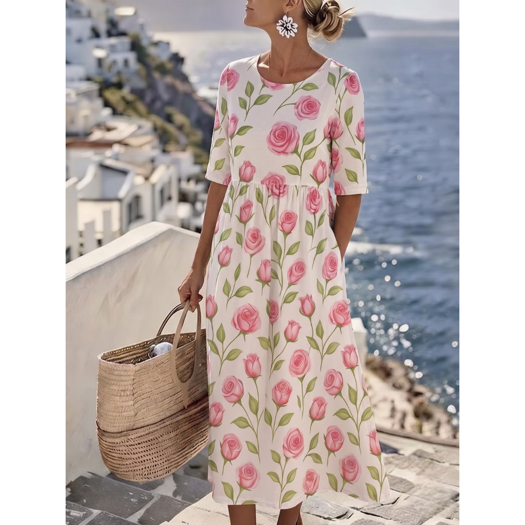 SOPHIA™ - ELEGANT FLORAL SUMMER MIDI DRESS