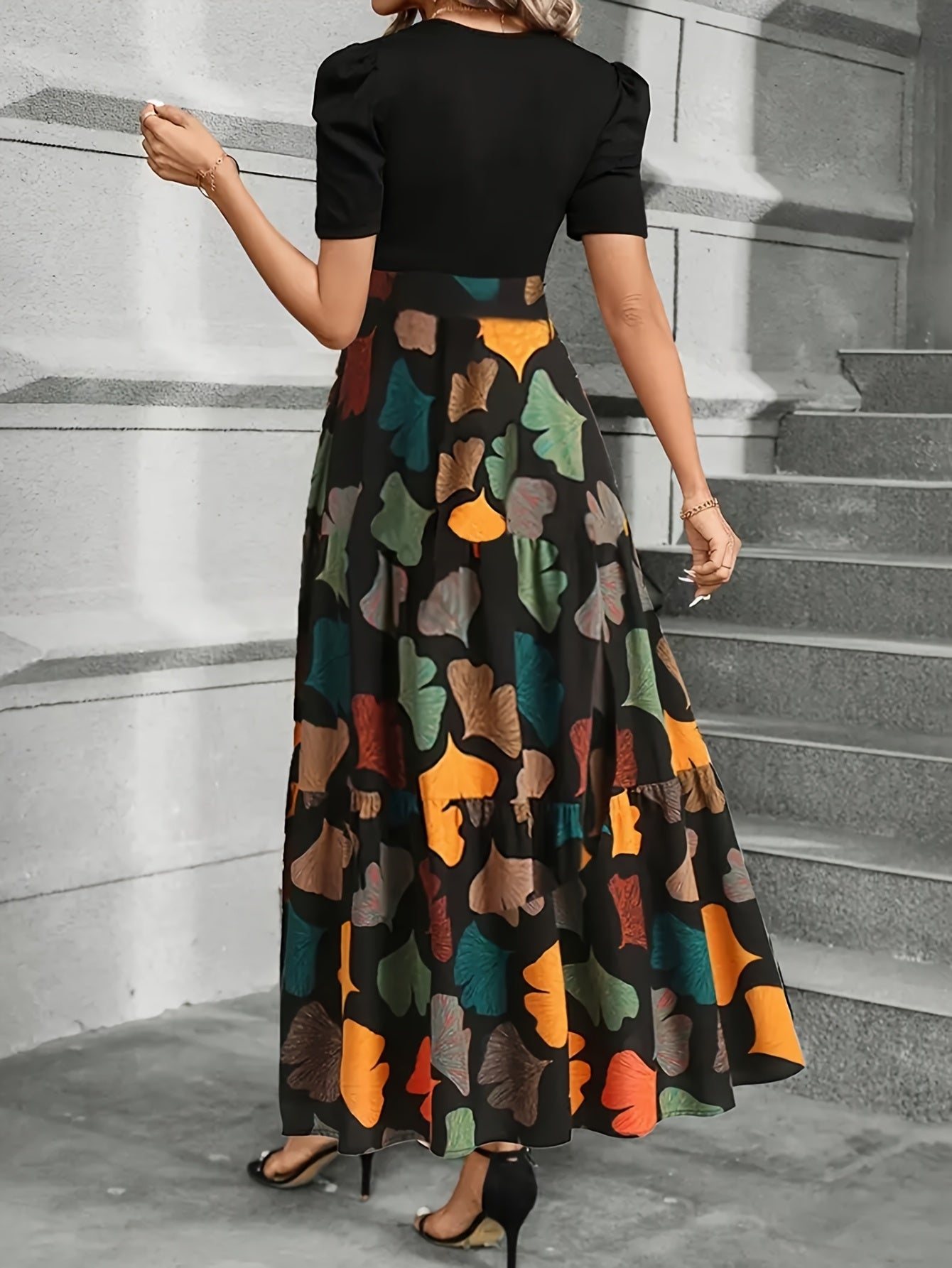 Valerique™ | Elegant Botanical Maxi Dress