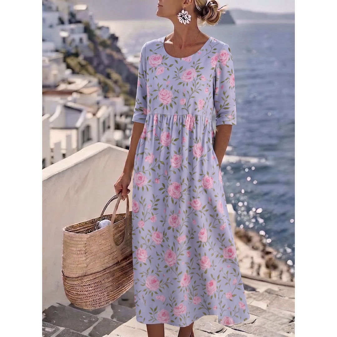 SOPHIA™ - ELEGANT FLORAL SUMMER MIDI DRESS