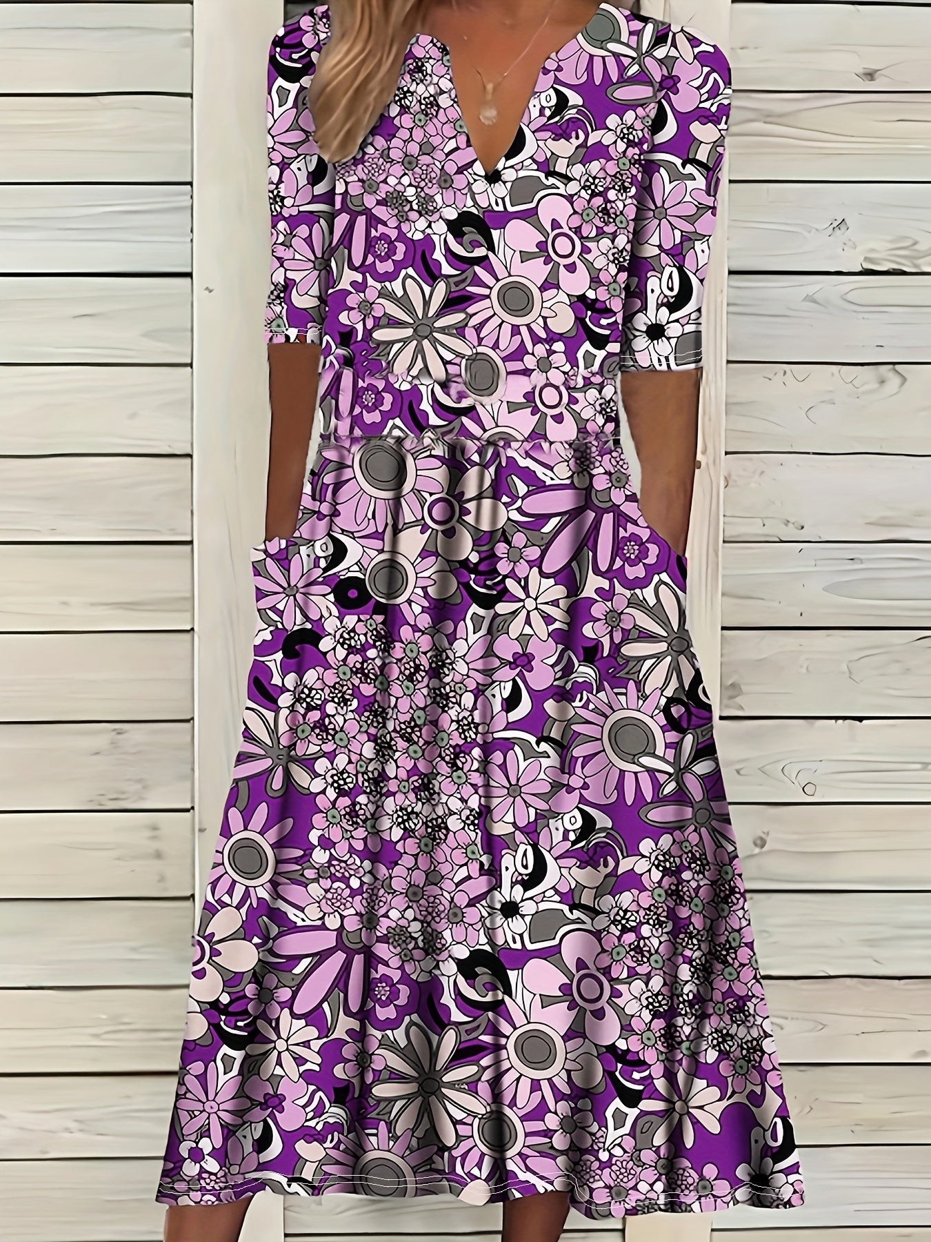 Rosavelle™ | Vintage Floral Pocket Maxi Dress
