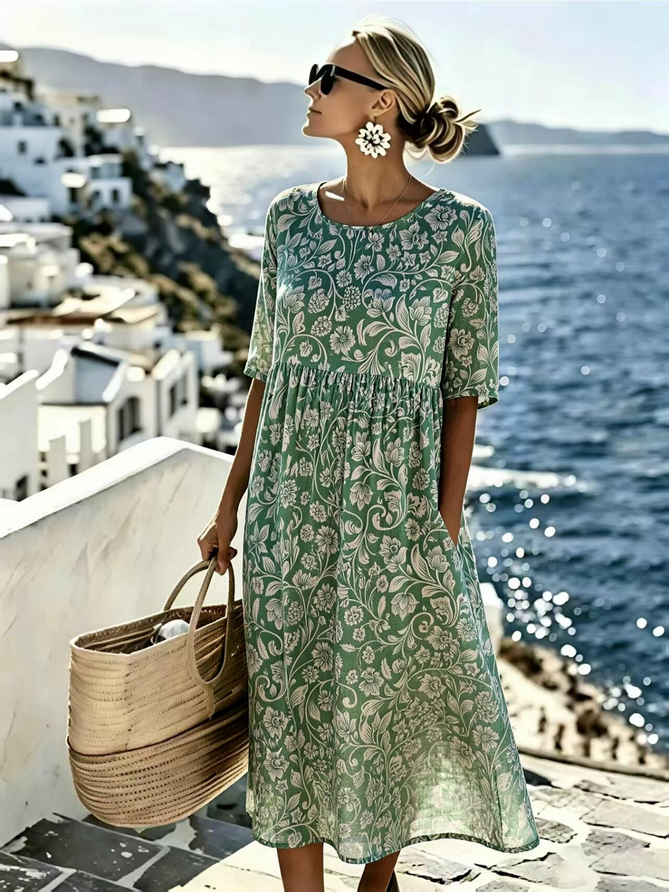 AMELIA™ - ELEGANT FLORAL SUMMER MIDI DRESS