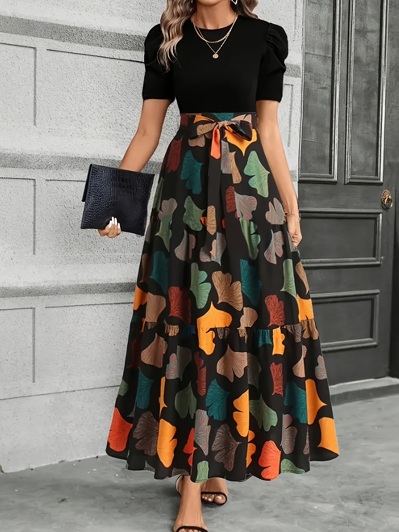 Valerique™ | Elegant Botanical Maxi Dress