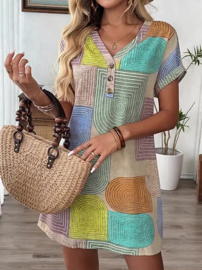 Solenne™ | Boho Geometric Summer Dress