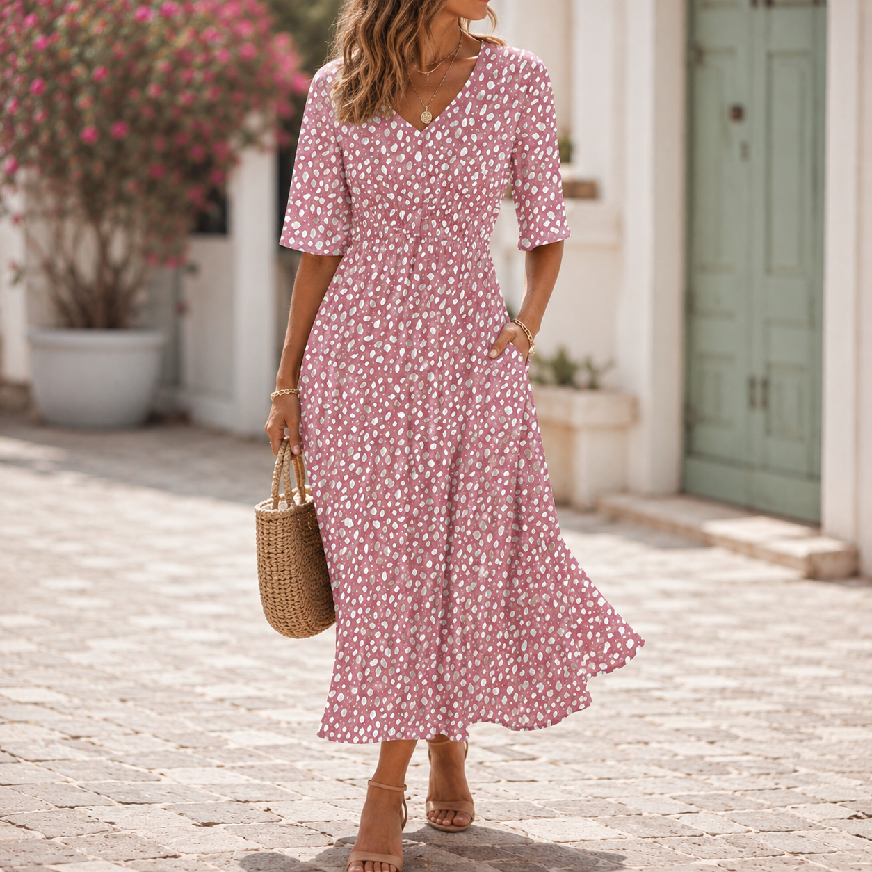 Tess™ | Elegant Midi Dress with a Tummy-Flattering Design